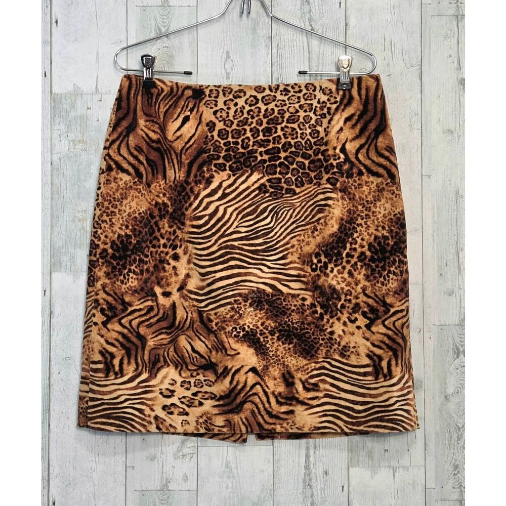 VTG 90s Forwear New York Animal Print Knee Length / Mini Skirt Sz. 10